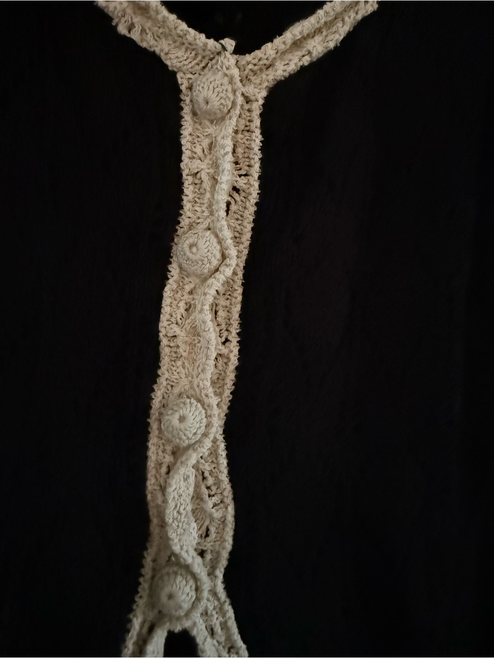 NWOT Free People Adelene Cardigan Black Pointelle Lace Trim Cotton Linen Boho XL - Picture 6 of 10